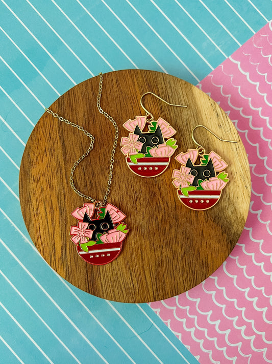 Patty the Cat Necklace and Earrings