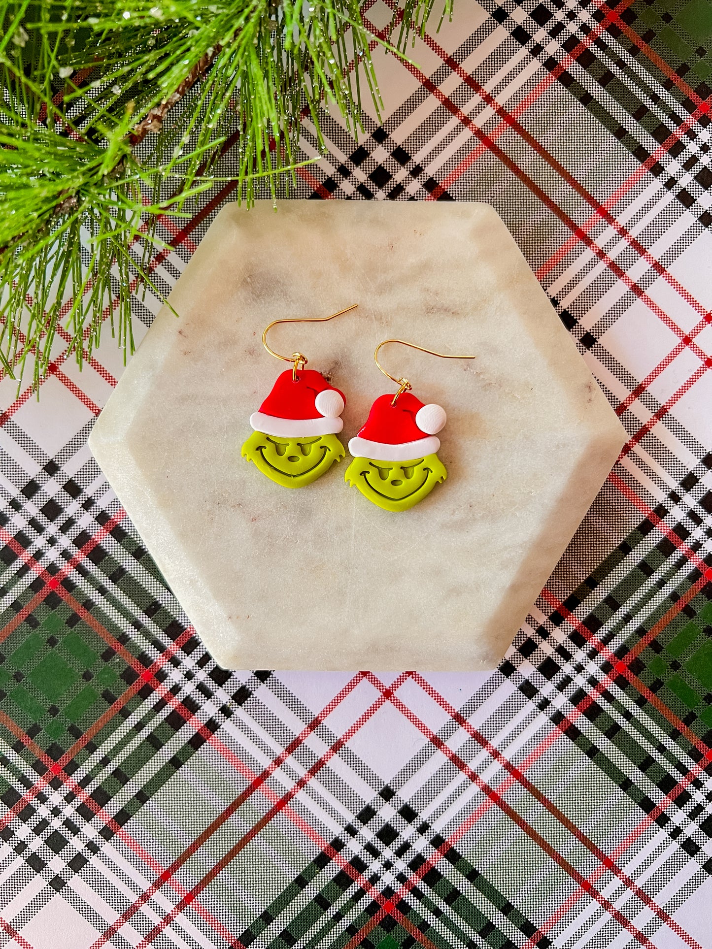 Grinch Earrings | Clay Earrings