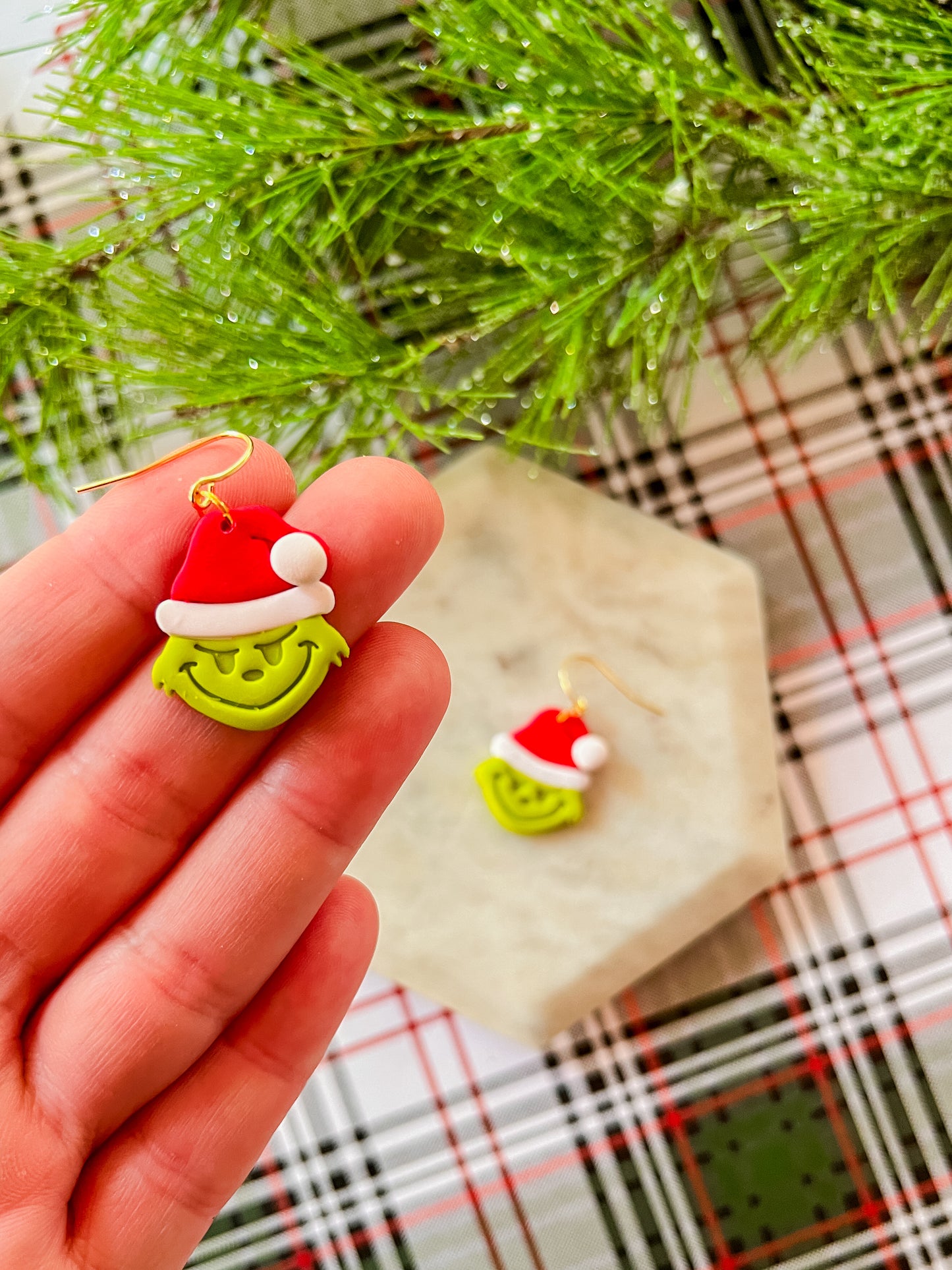 Grinch Earrings | Clay Earrings