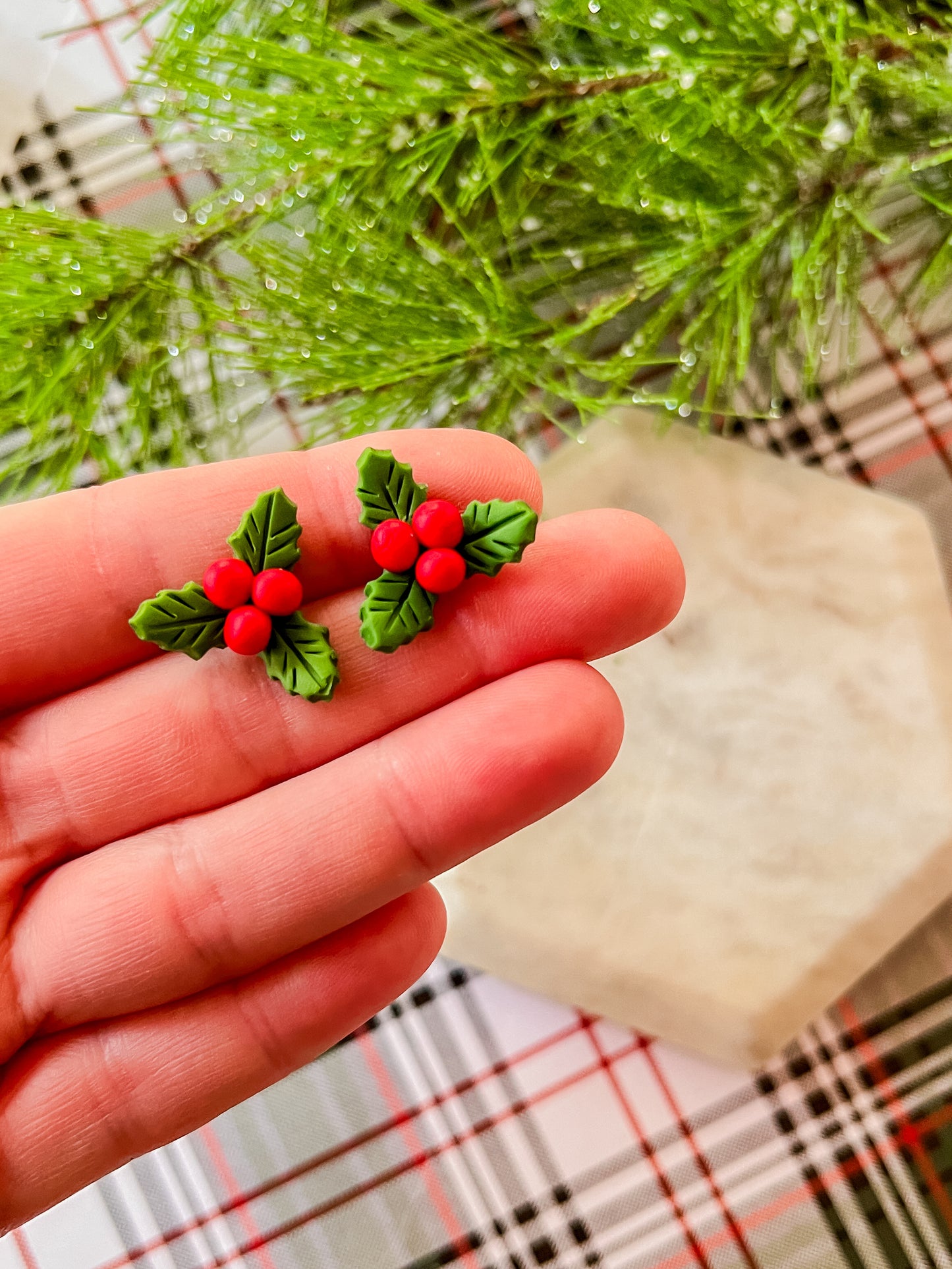 Holly Studs | Clay Earrings