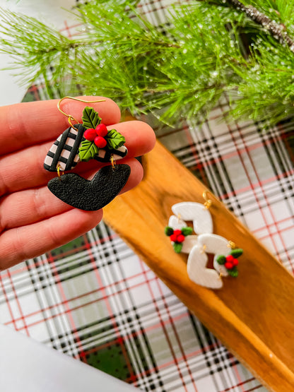 Holly Jolly Plaid Earrings | Clay Earrings