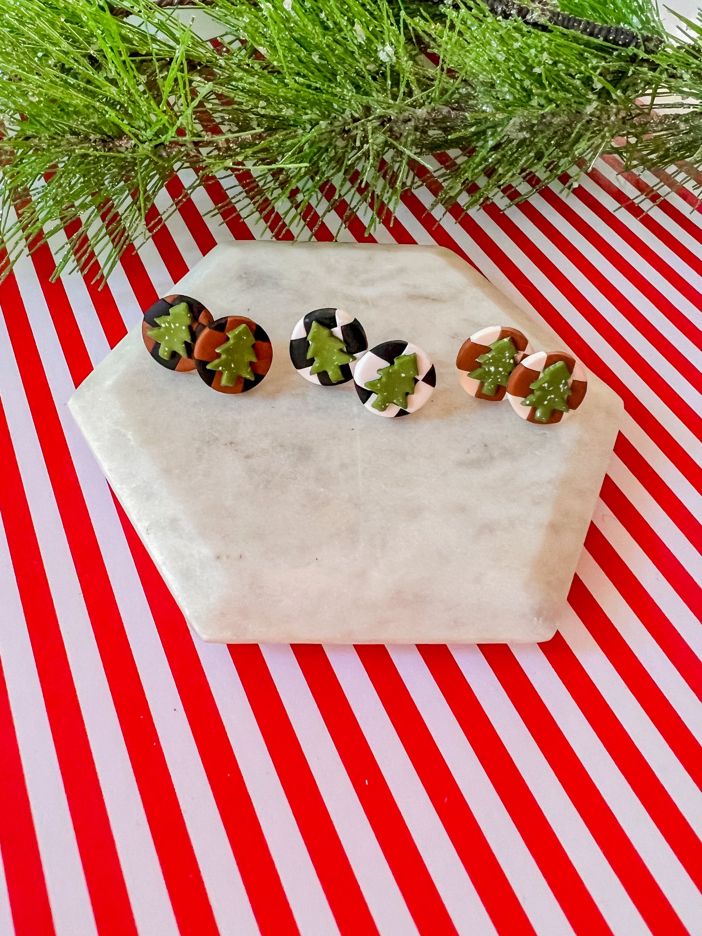 Christmas Tree Studs | Clay Earrings