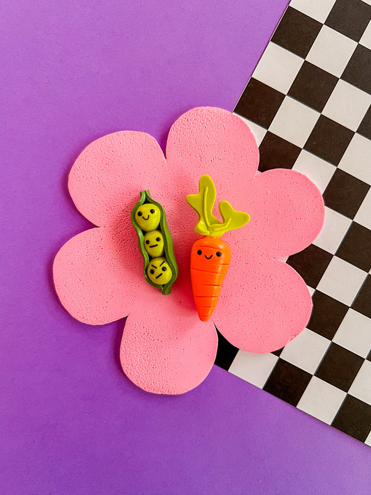 Peas + Carrot Mates | Polymer Clay Magnets