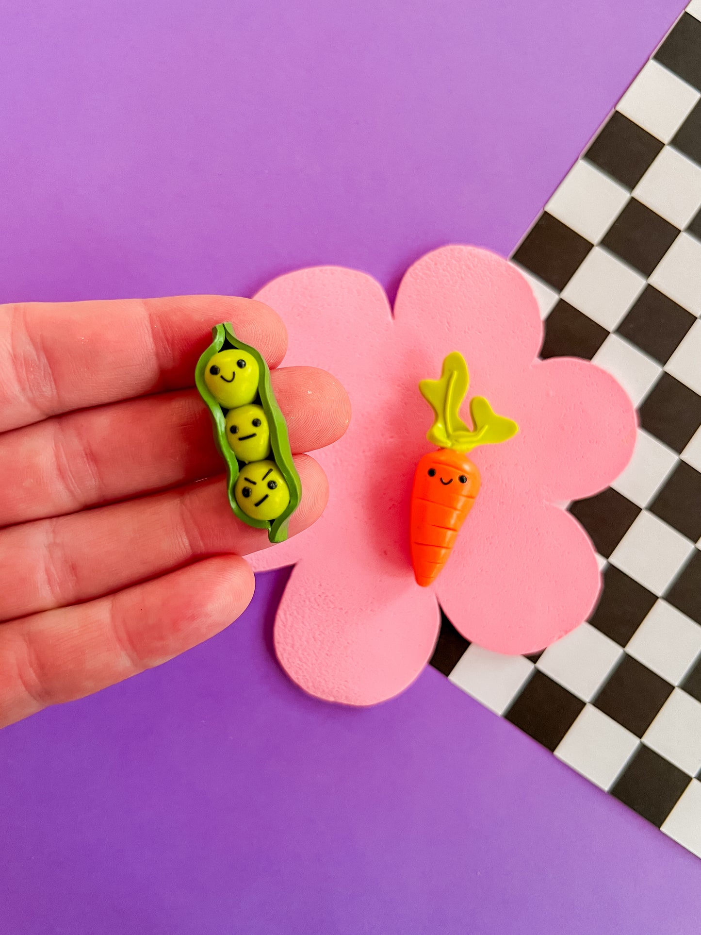 Peas + Carrot Mates | Polymer Clay Magnets