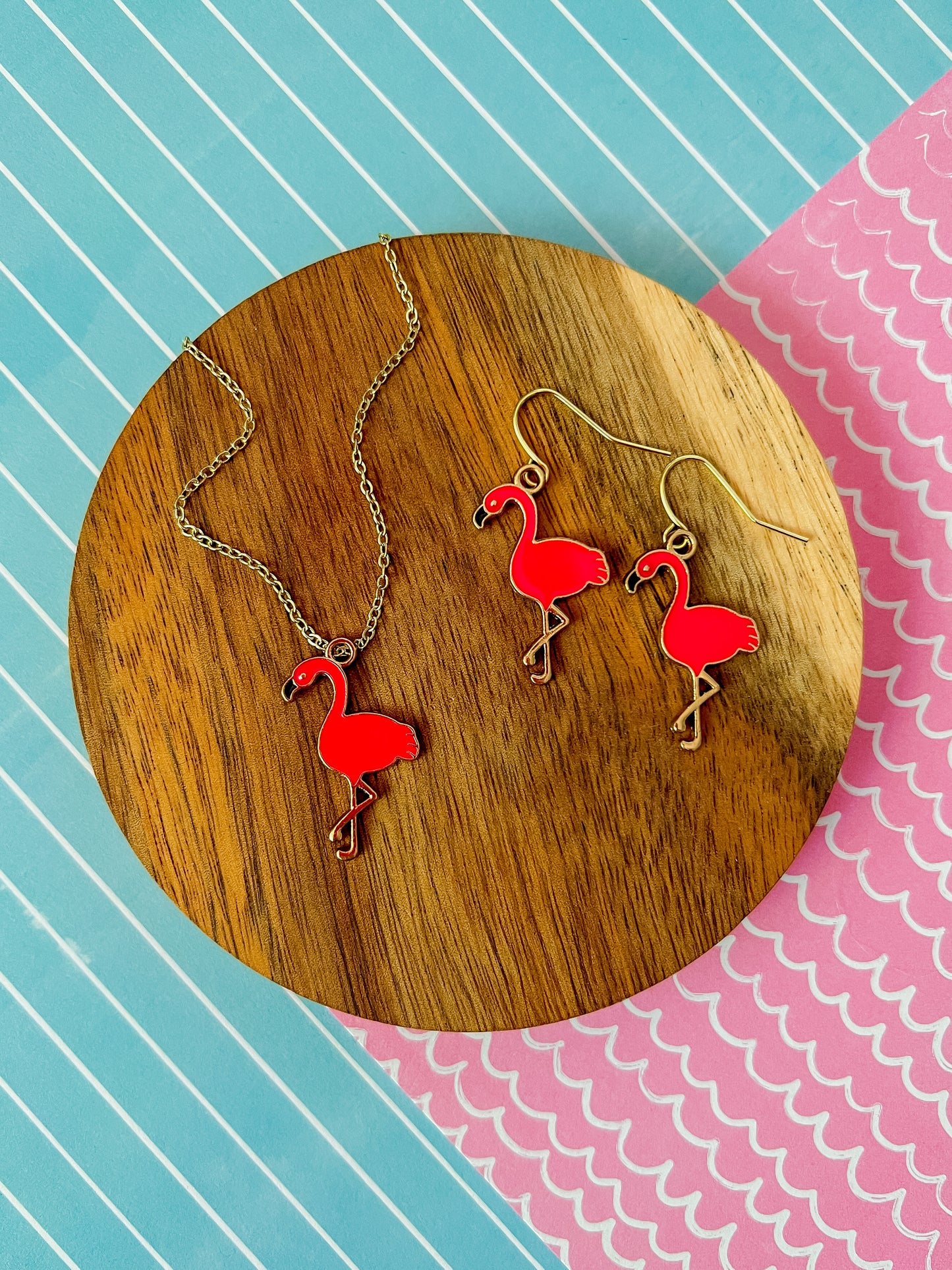 Fanny the Flamingo Necklace and Earrings