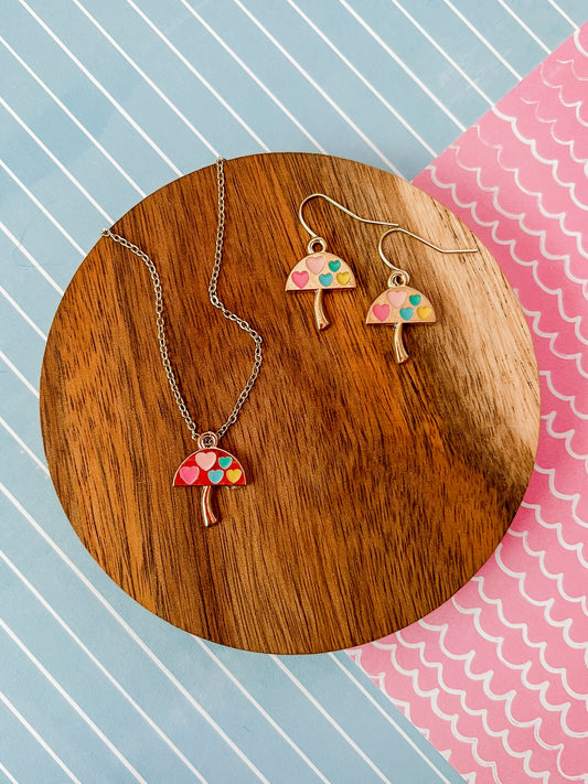 Minnie the Mushroom Necklace and Earrings