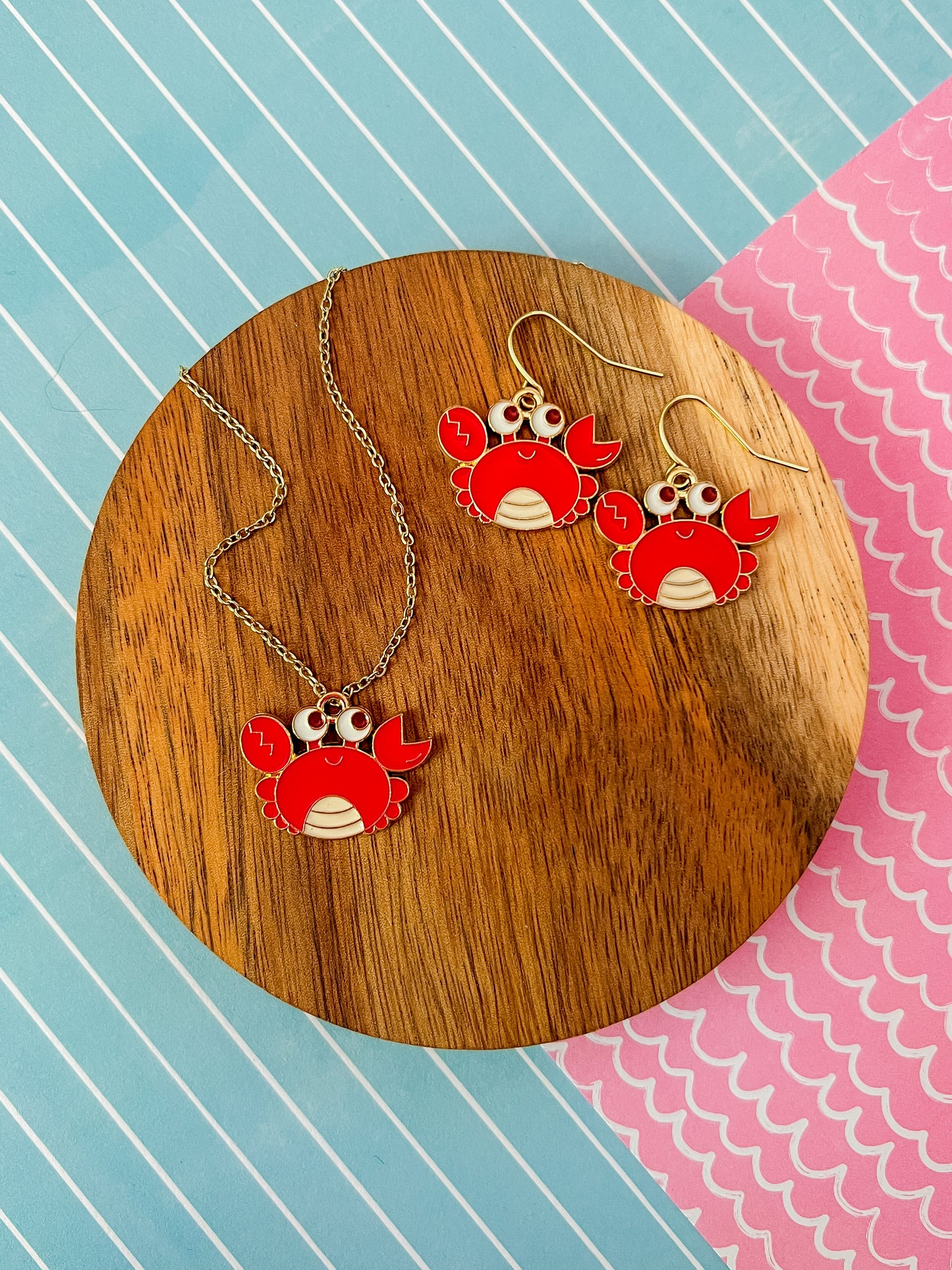 Kristine the Crab Necklace and Earrings