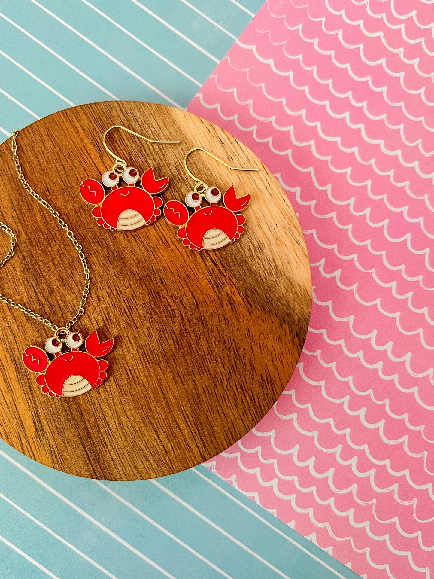 Kristine the Crab Necklace and Earrings