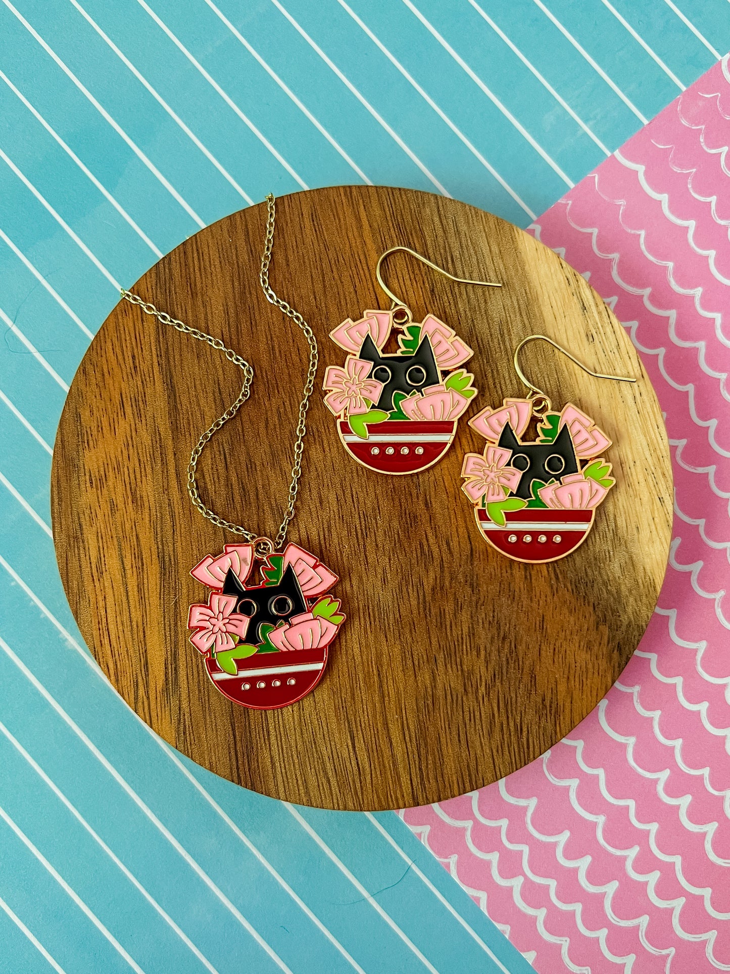 Patty the Cat Necklace and Earrings