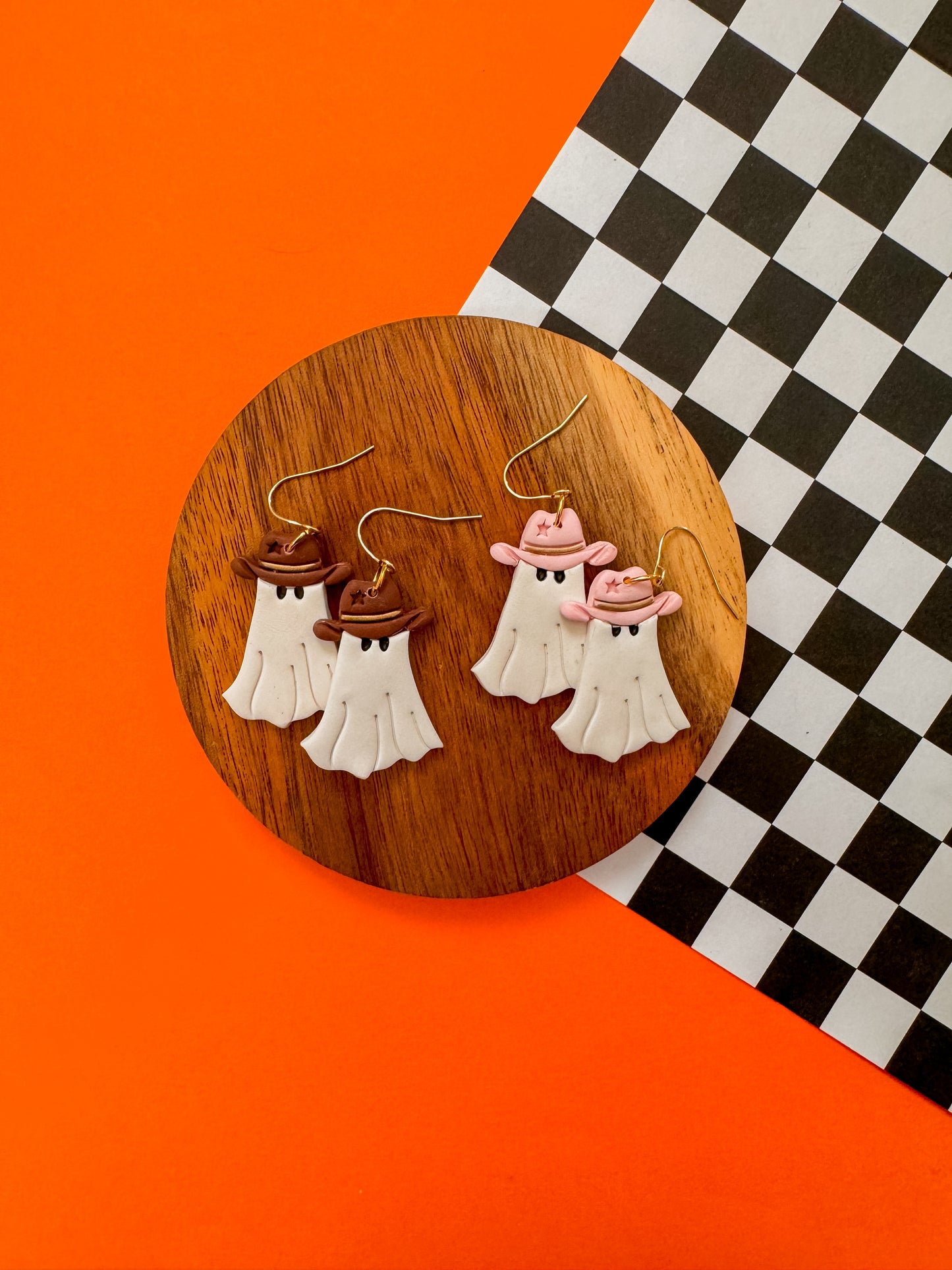 Cowboy Up Ghosts | Clay Earrings