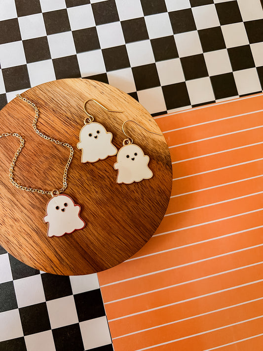 Cutie Ghost Necklace and Earrings