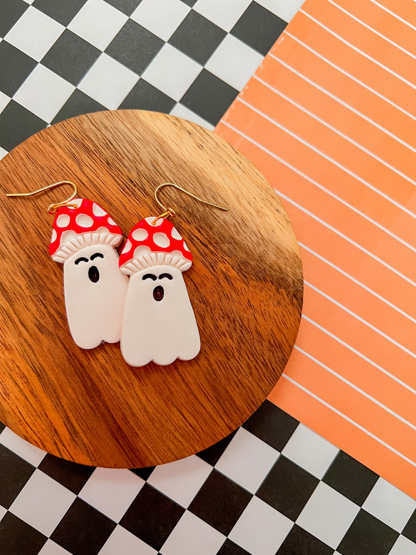 Spooky Sally Mushroom | Clay Earrings