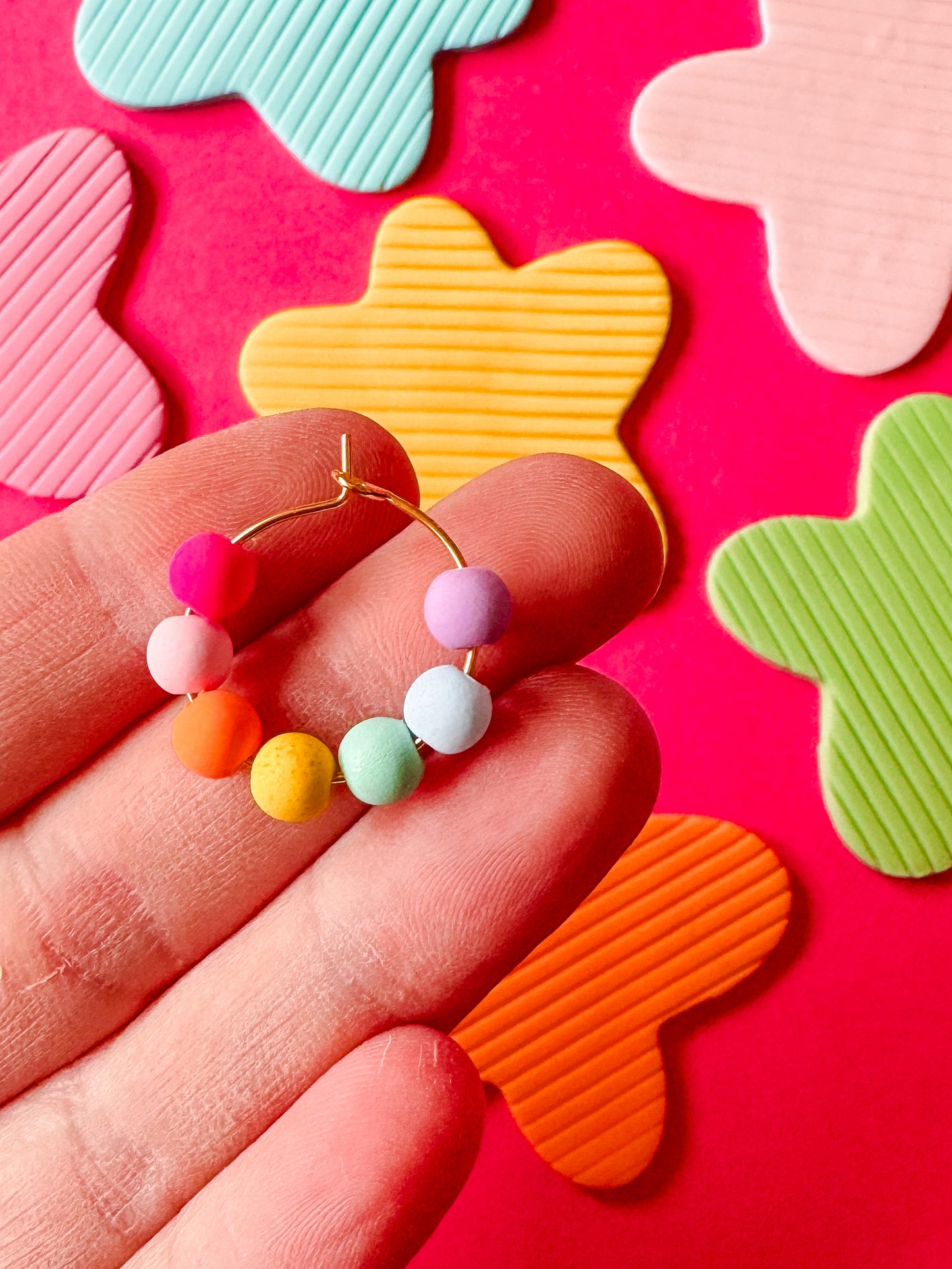 Gum Ball Hoops - Beaded Earrings