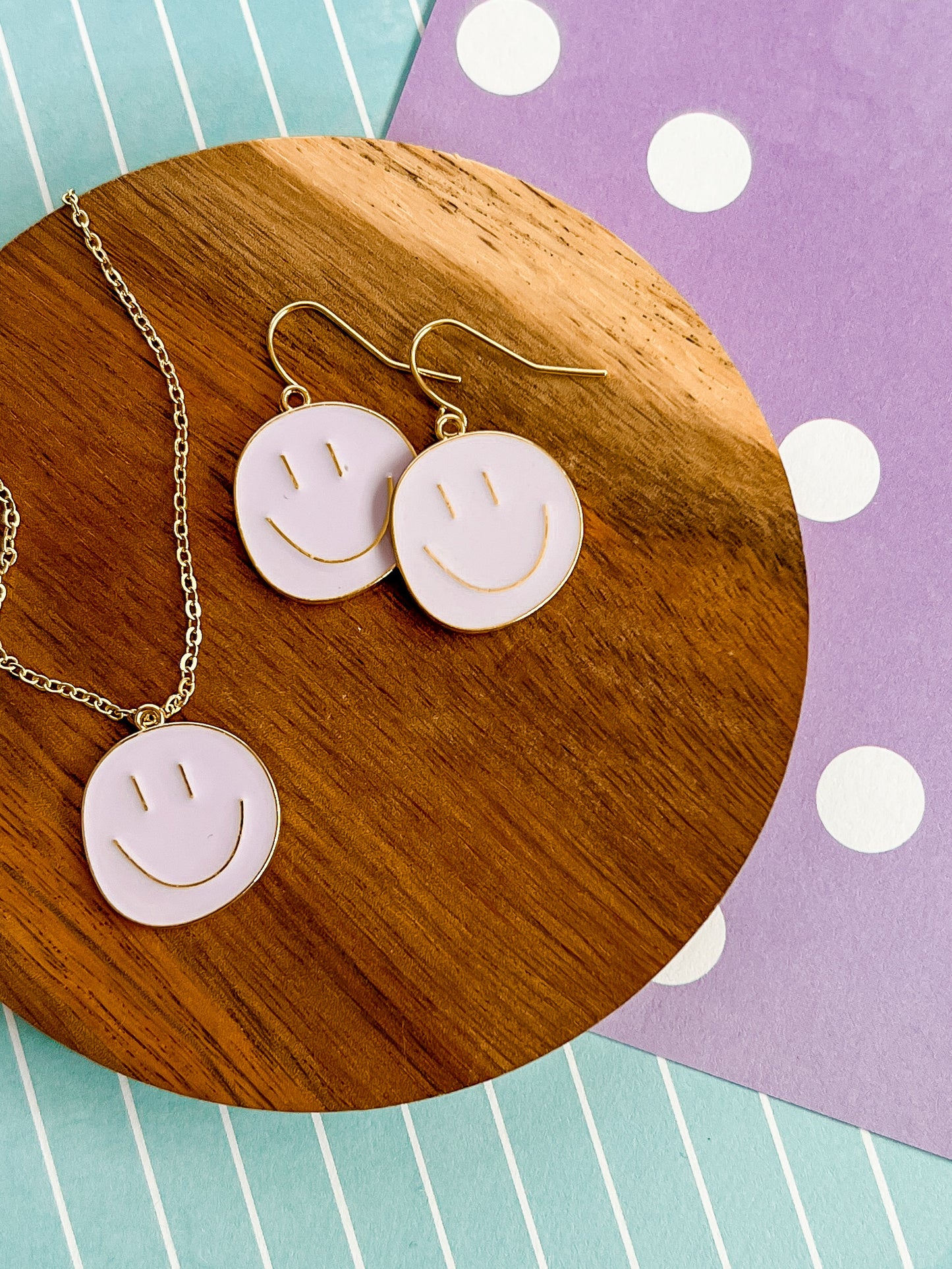 Happy Face Necklace and Earrings