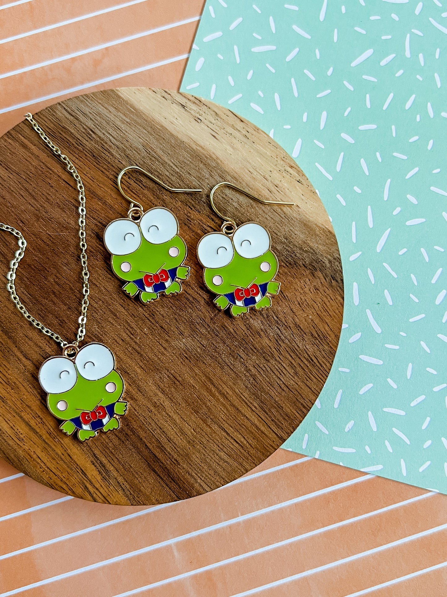 Friendly the Frog Necklace and Earrings