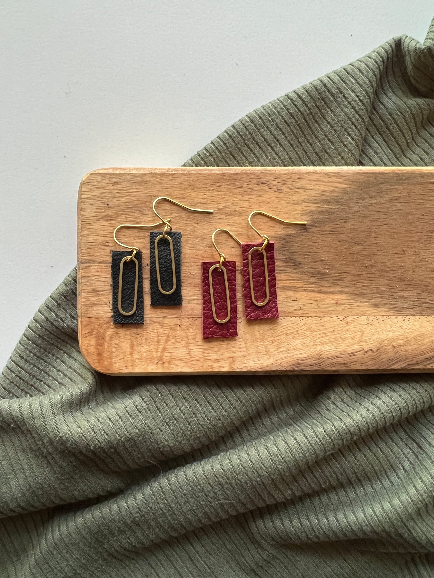Paper Clip | Leather Earrings