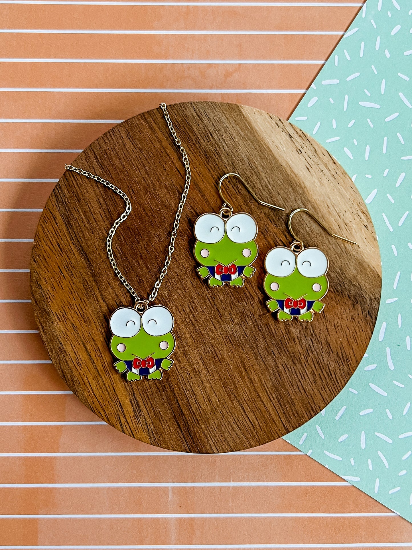 Friendly the Frog Necklace and Earrings