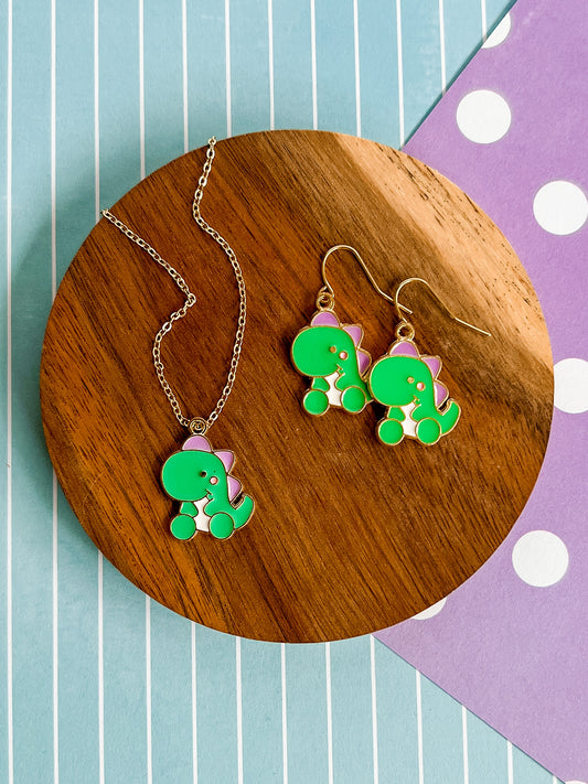 Tina the Dino Necklace and Earrings