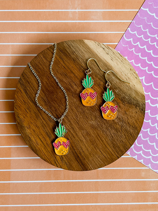 Party Pineapple Necklace and Earrings