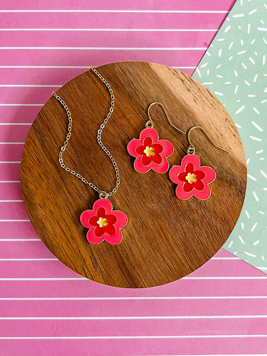 Fiona Flower Necklace and Earrings