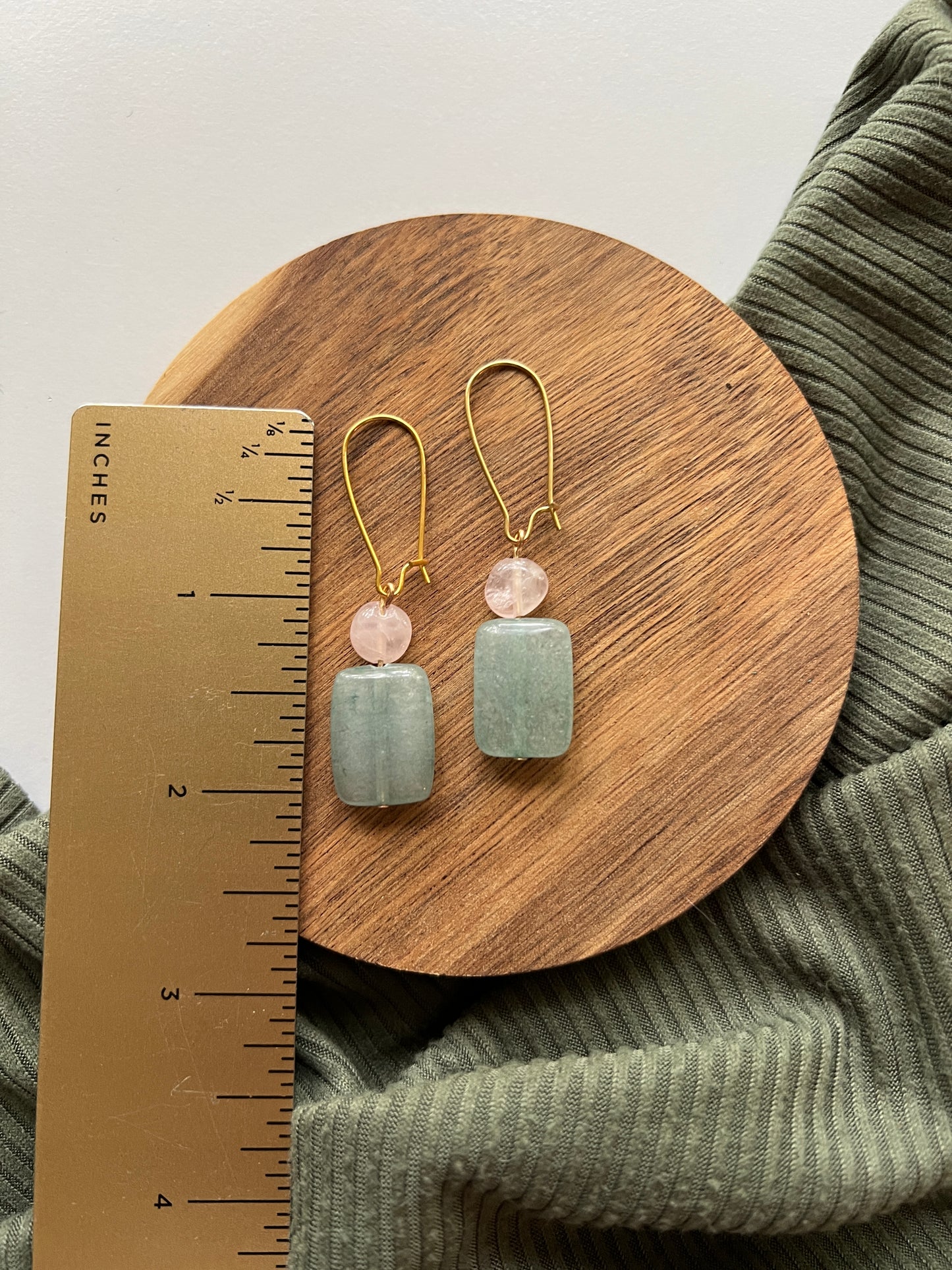 Fern | Aventurine + Rose Quartz Earrings