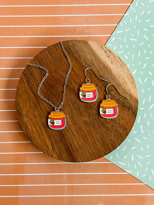 Jammy Jam Jar Necklace and Earrings