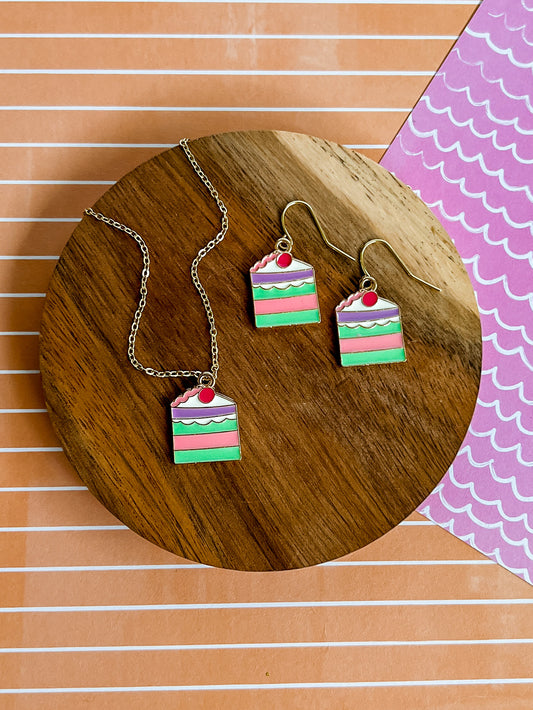 Birthday Cake Necklace and Earrings