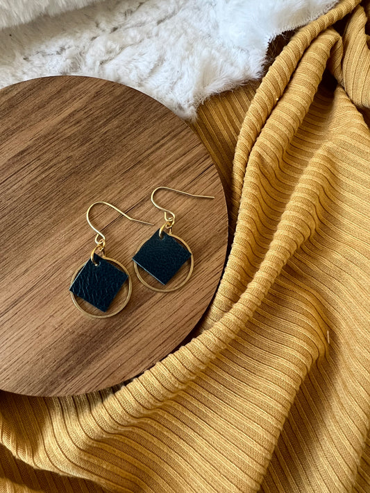 Four Square Leather Earrings