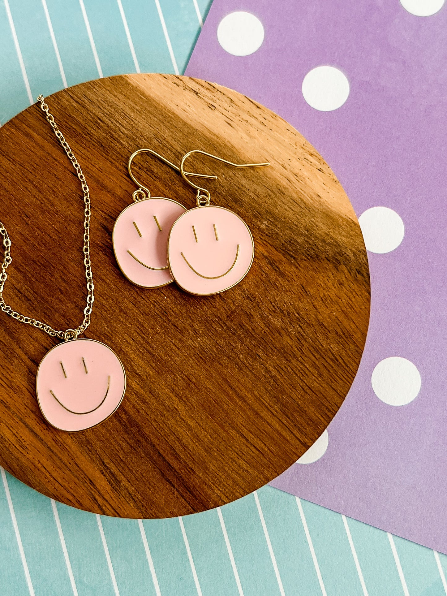 Happy Face Necklace and Earrings