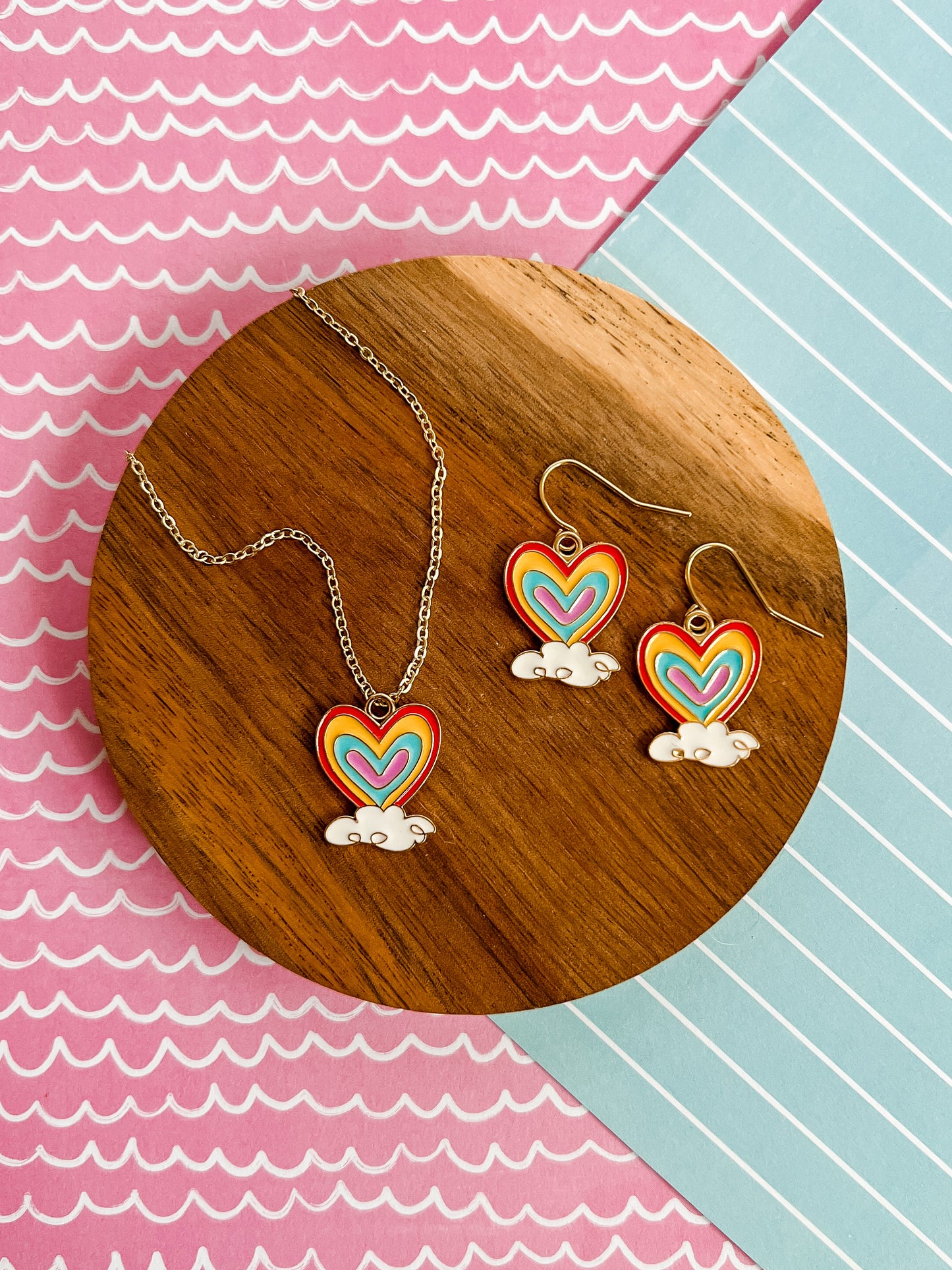 Rizzy Rainbow Necklace and Earrings