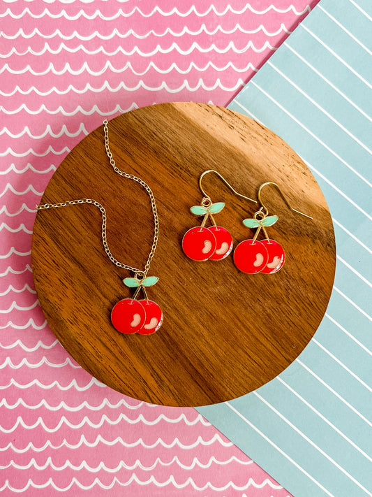 Cherries Jubilee Necklace and Earrings