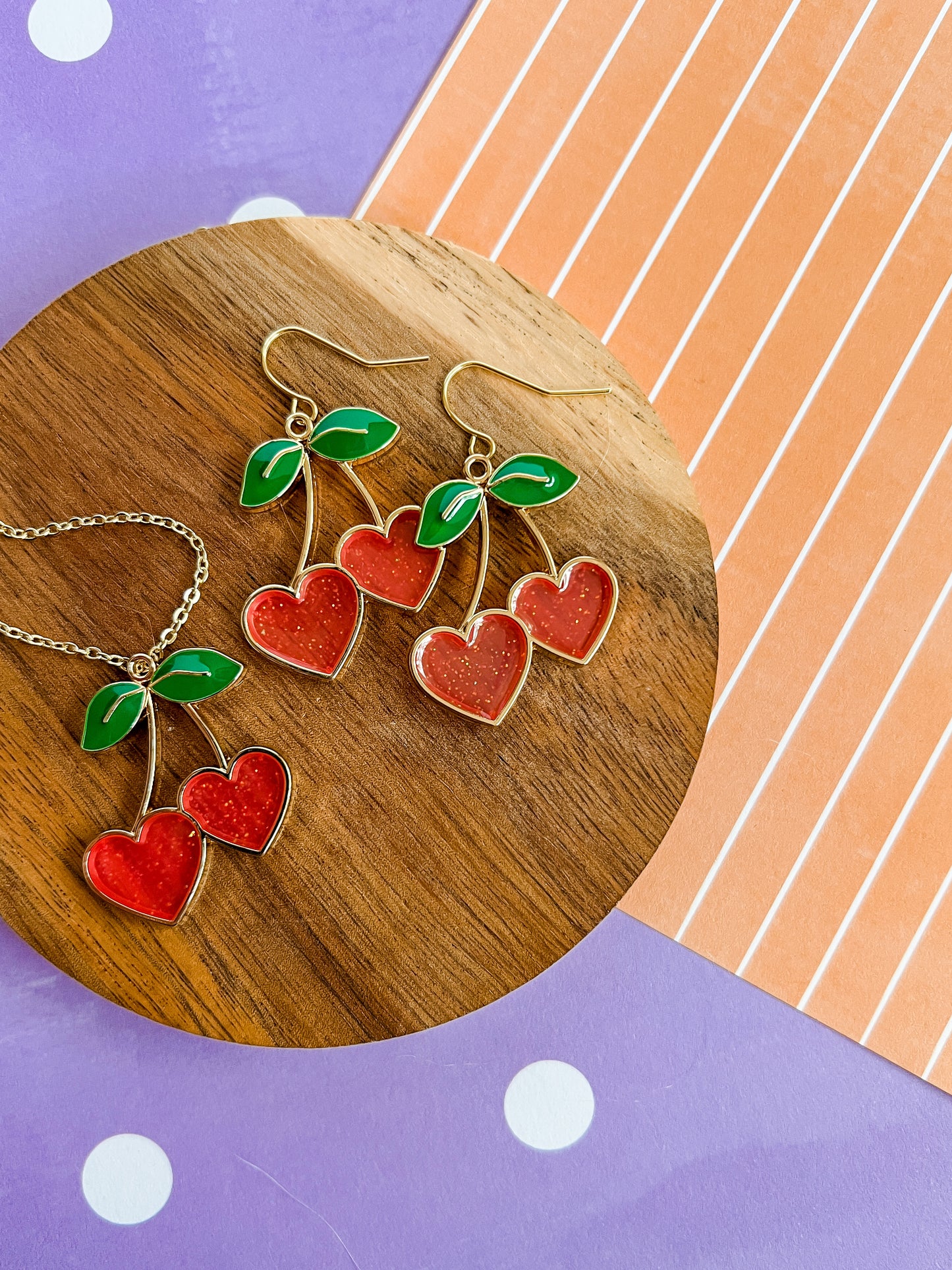Sparkle Cherries Necklace and Earrings
