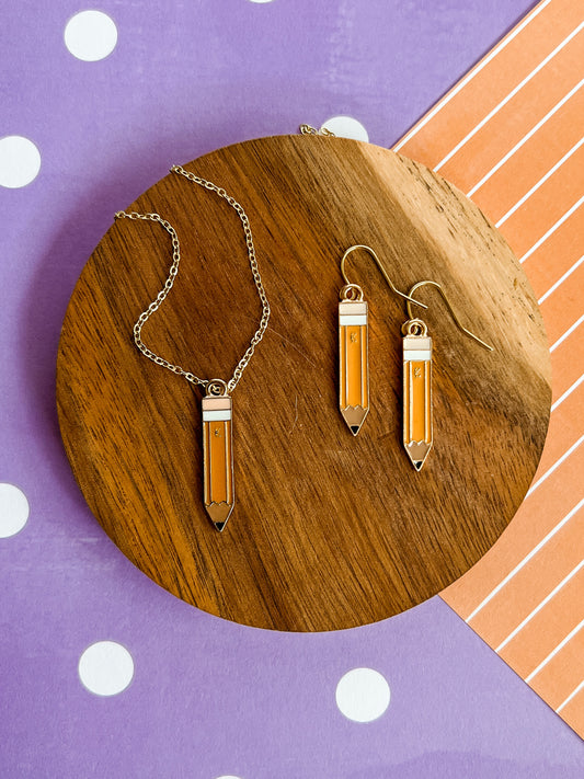 Penny the Pencil Necklace and Earrings