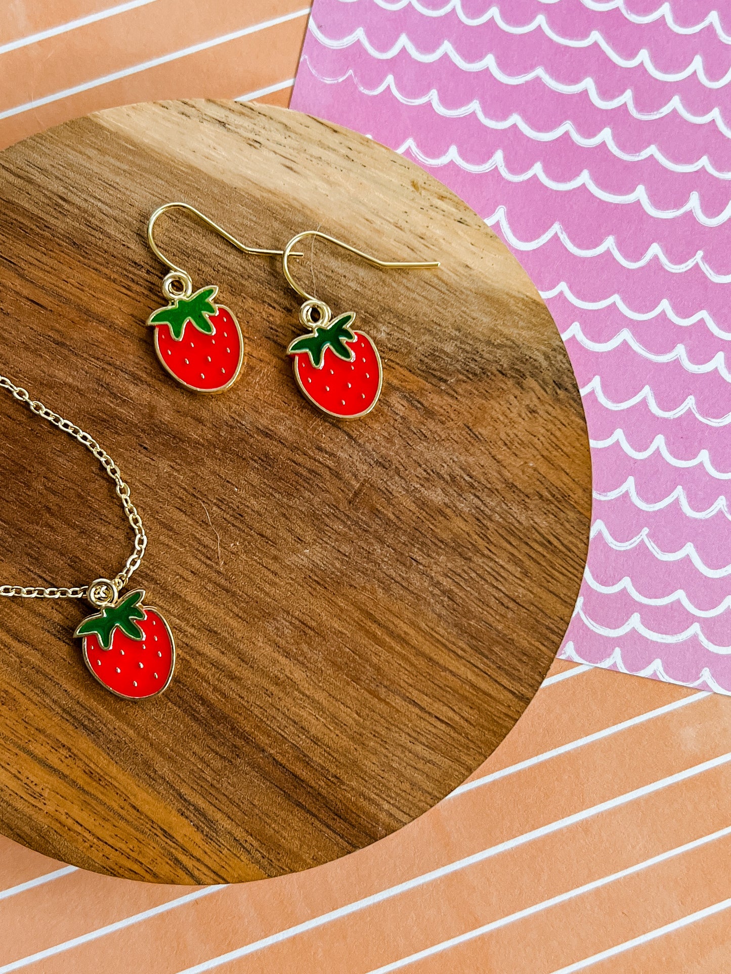 Sweetheart Strawberry Necklace and Earrings