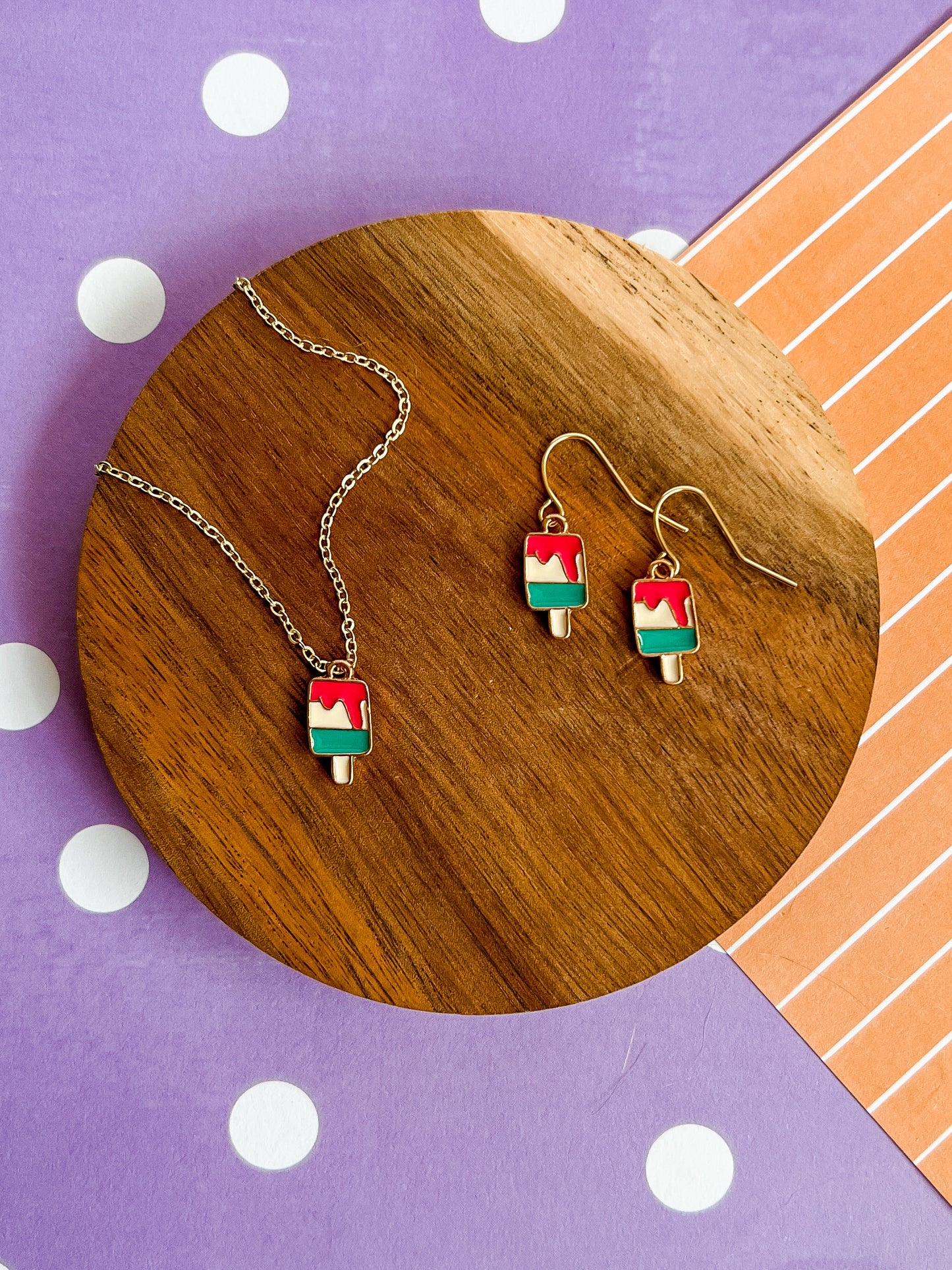 Popsicle Necklace and Earrings