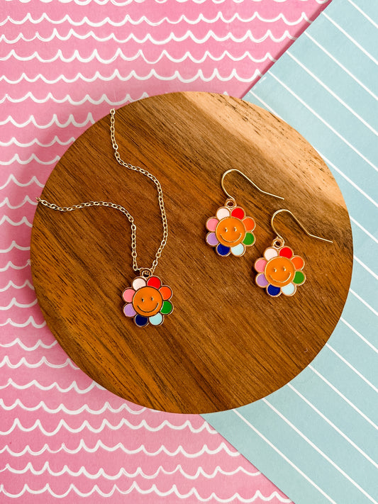 Finley Flower Necklace and Earrings