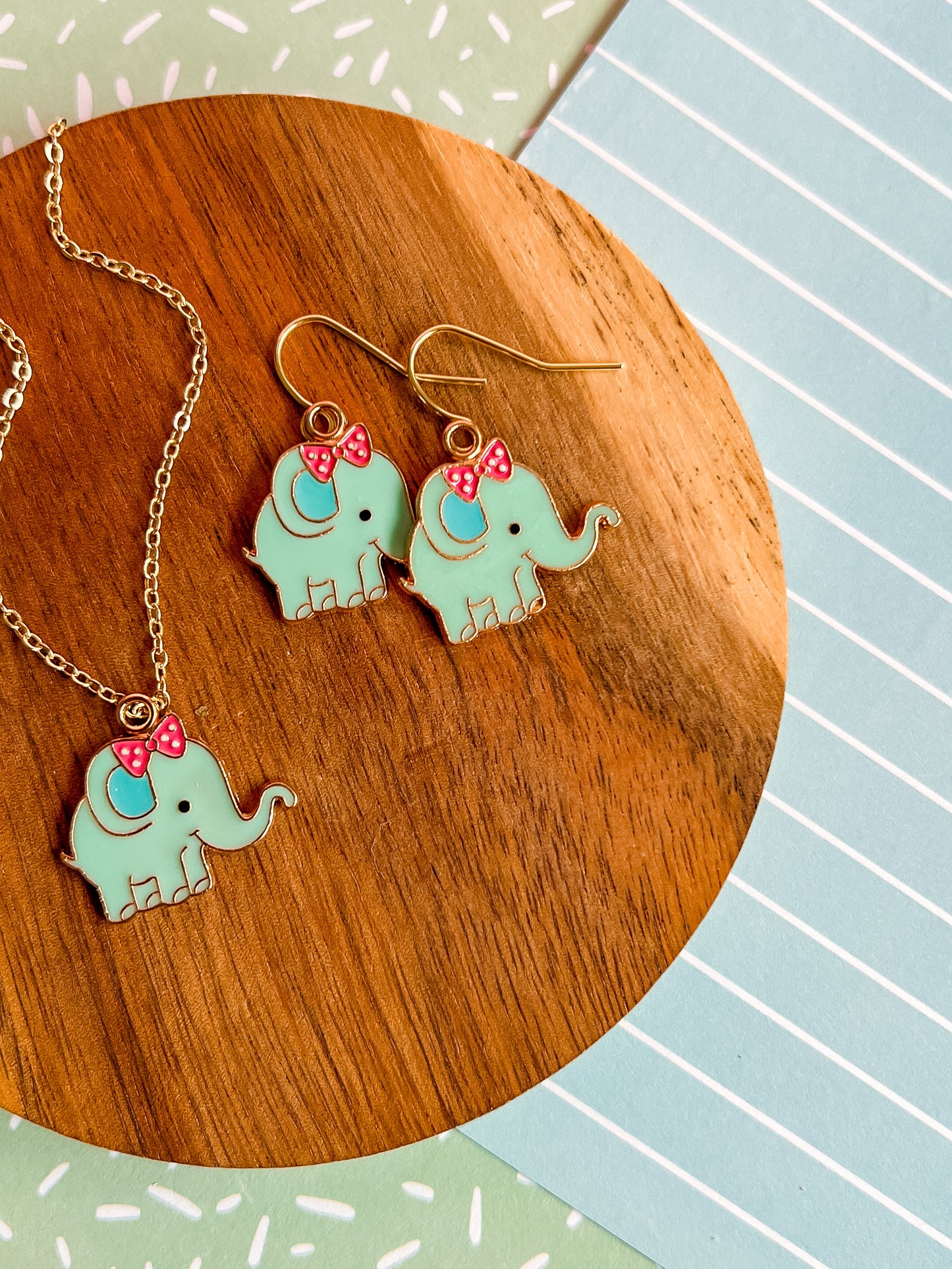 Emma the Elephant Necklace and Earrings