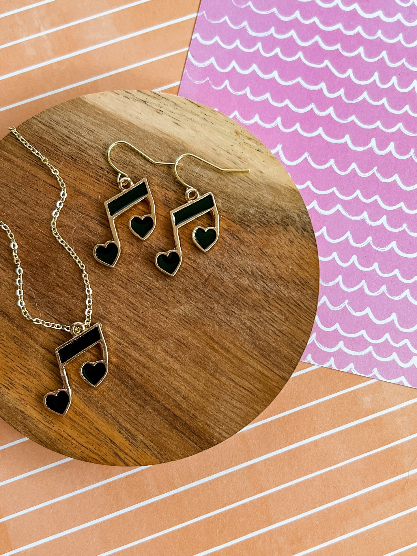 Music Note Necklace and Earrings