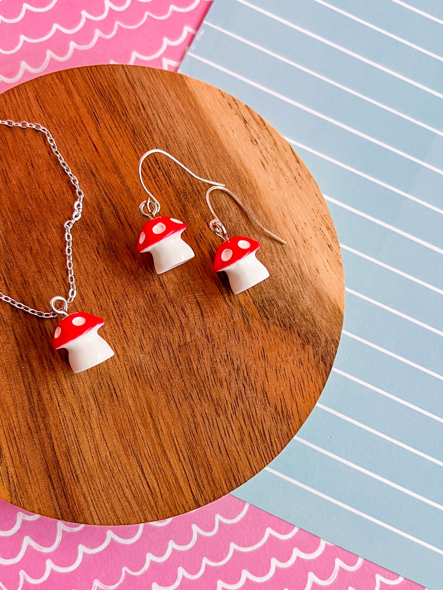 Melvin the Mushroom Necklace and Earrings