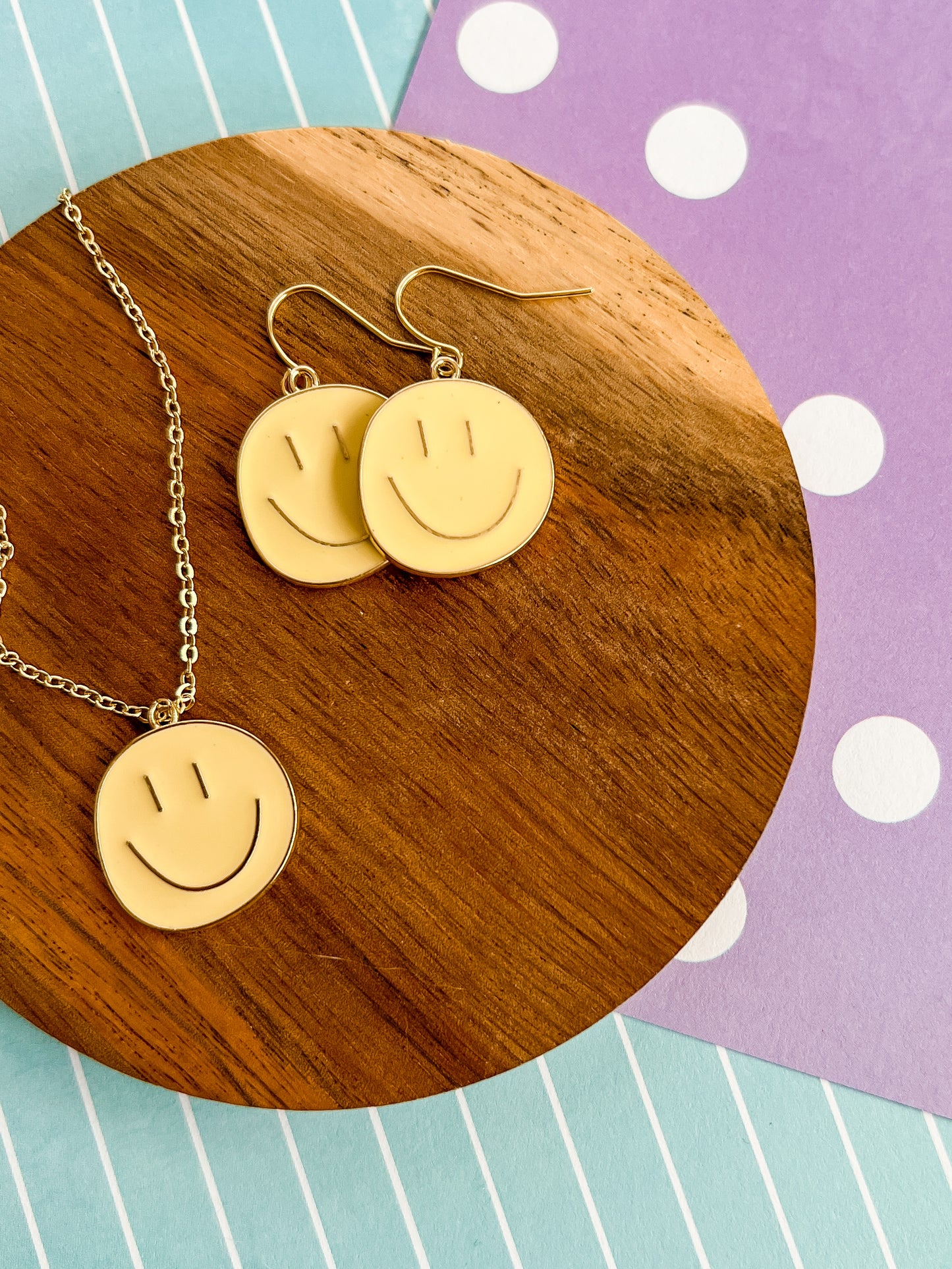 Happy Face Necklace and Earrings