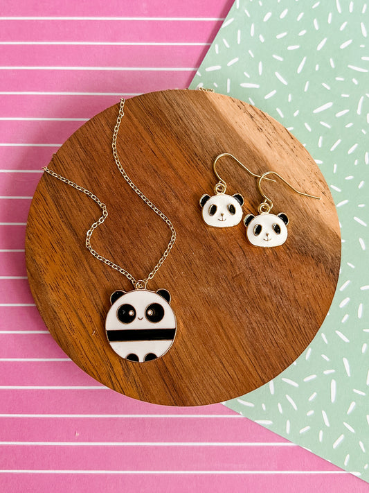 Petunia the Panda Necklace and Earrings