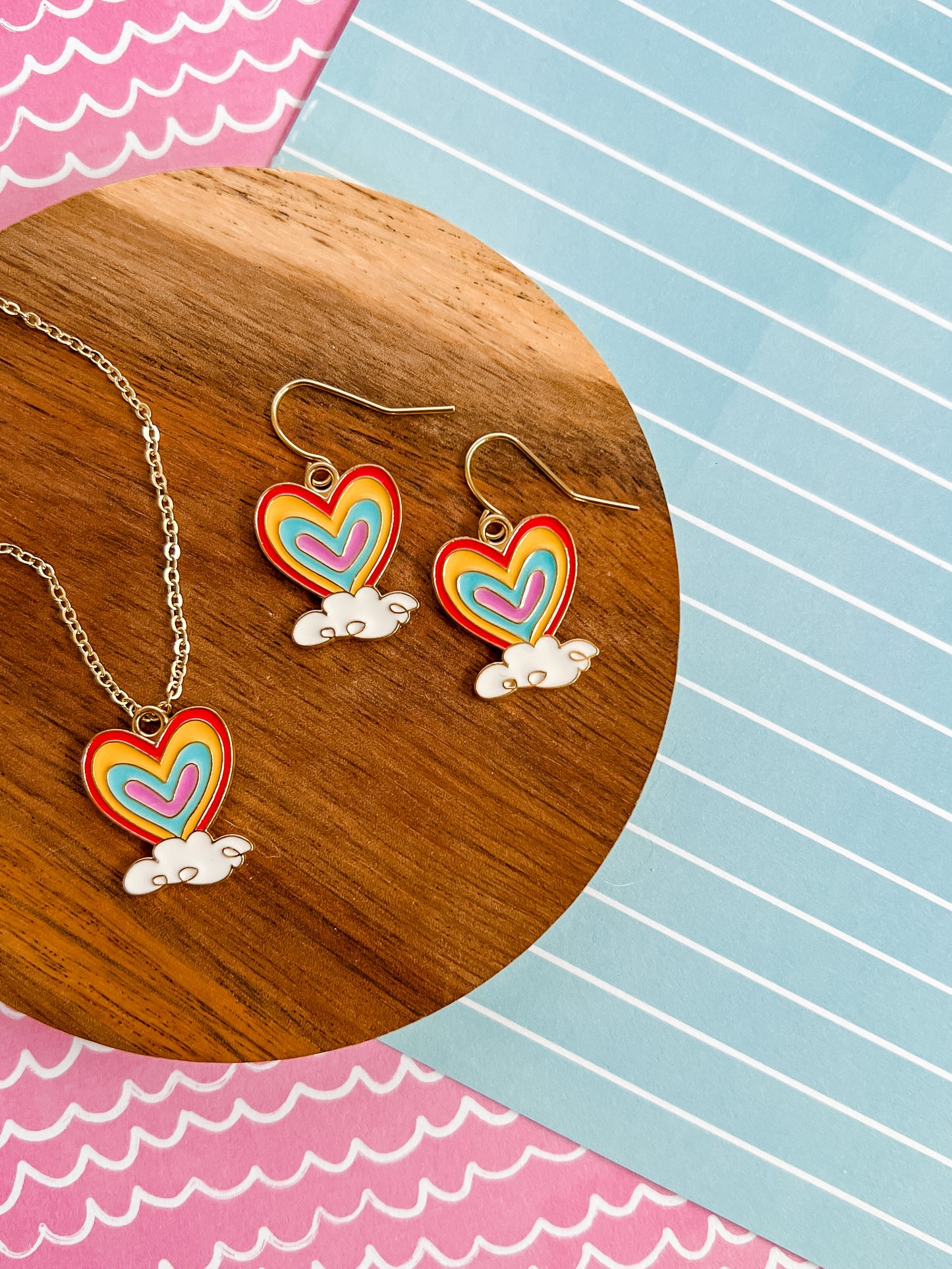 Rizzy Rainbow Necklace and Earrings