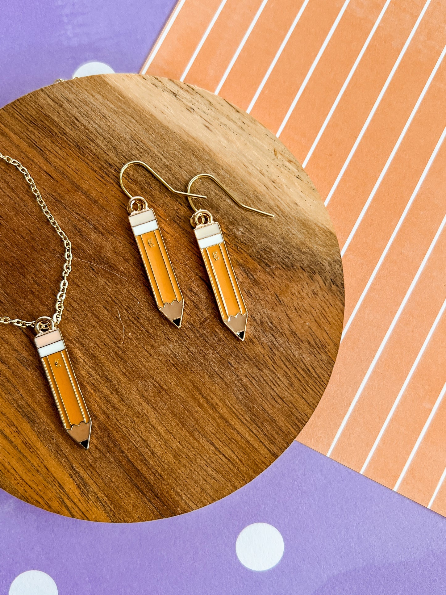 Penny the Pencil Necklace and Earrings