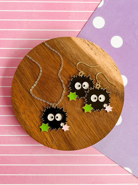 Soot Sprite Necklace and Earrings