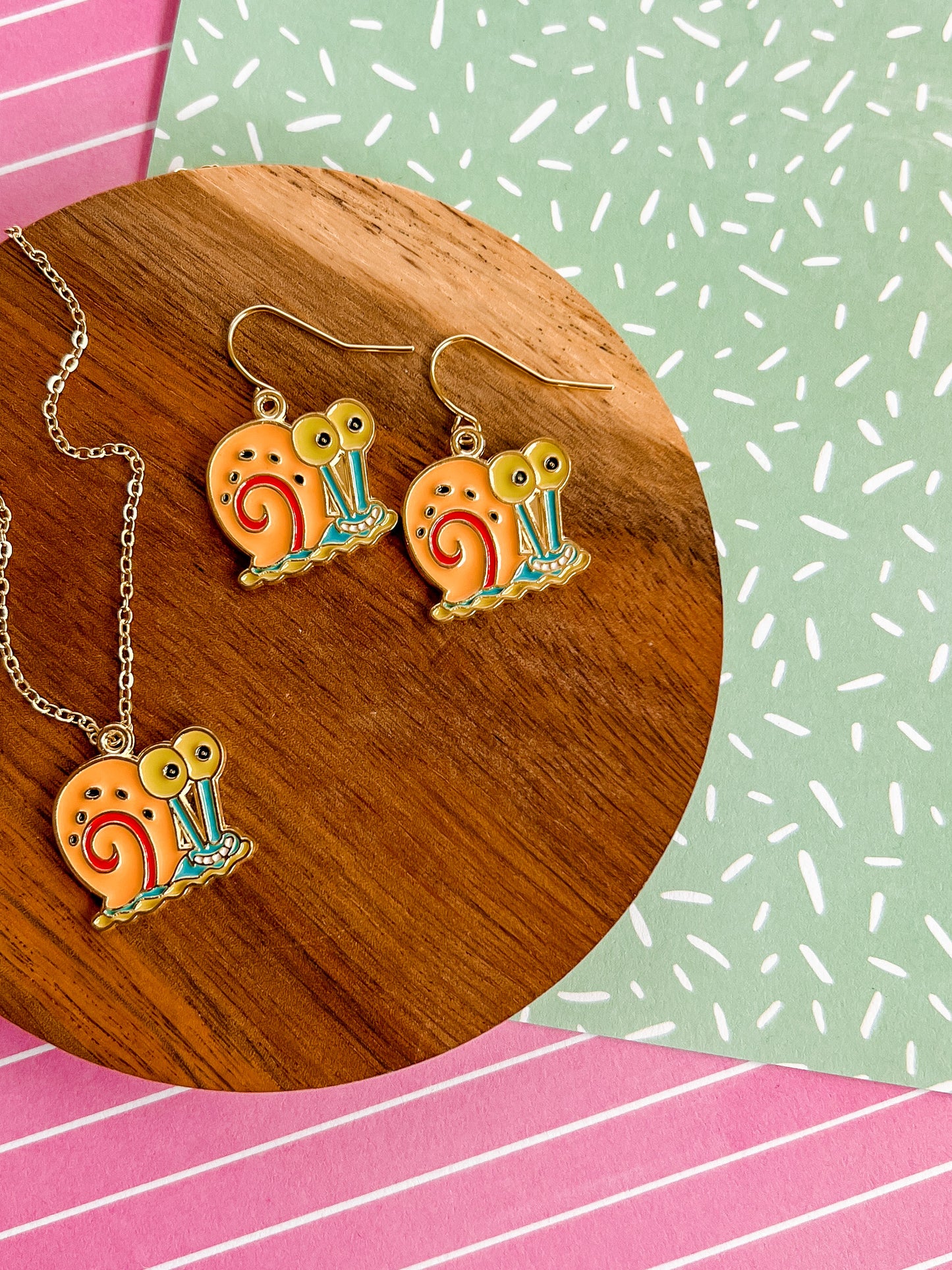 Gary the Snail Necklace and Earrings