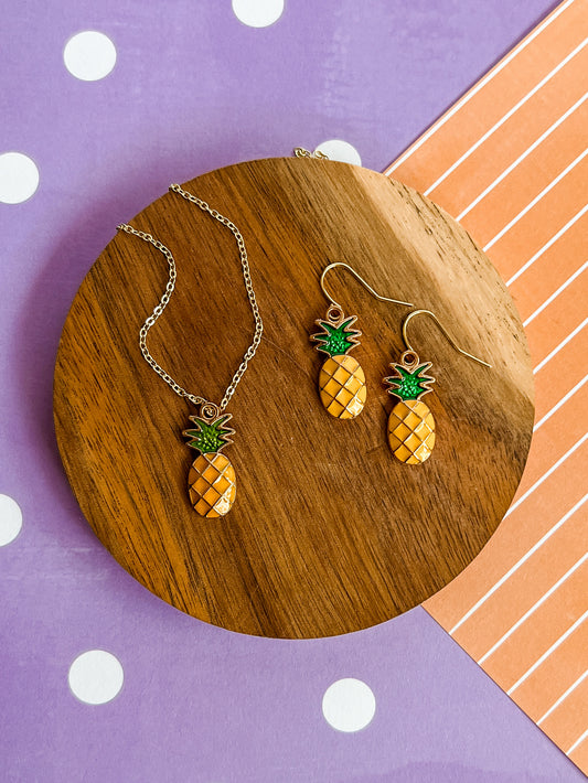 Penelope Pineapple Necklace and Earrings