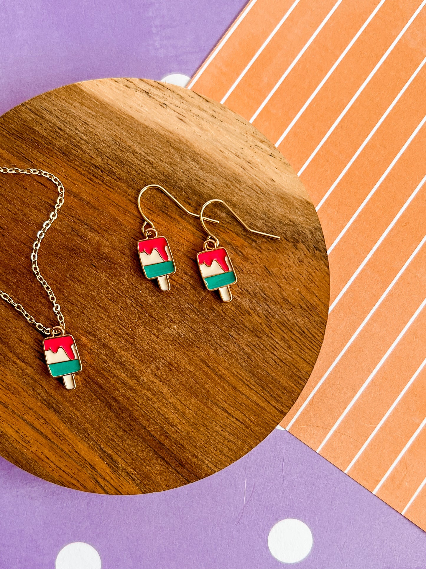 Popsicle Necklace and Earrings