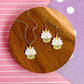 Kitty Cupcake Necklace and Earrings