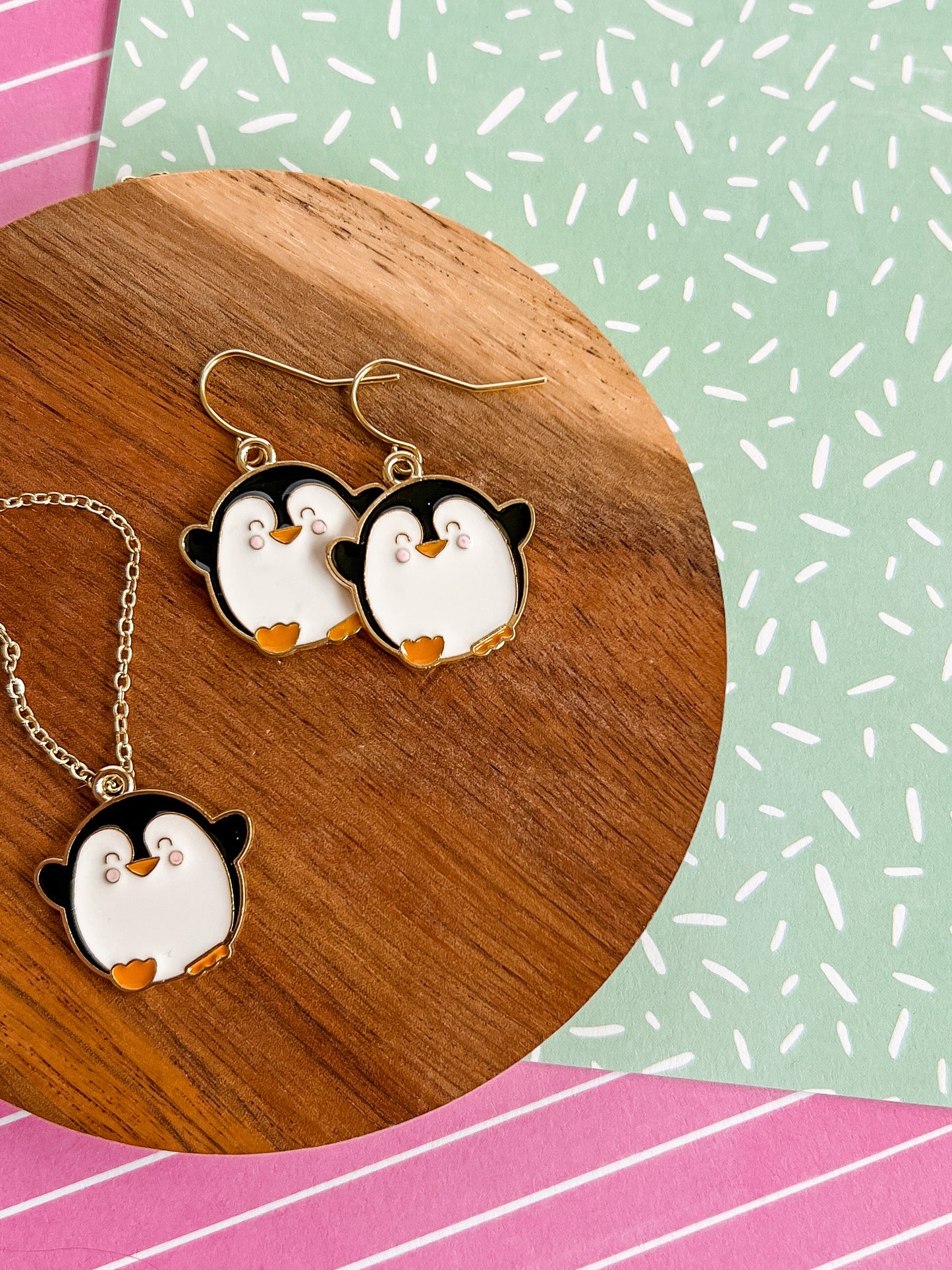 Pablo the Penguin Necklace and Earrings