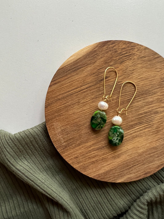 Grove | Ocean Jasper + Pearl Earrings